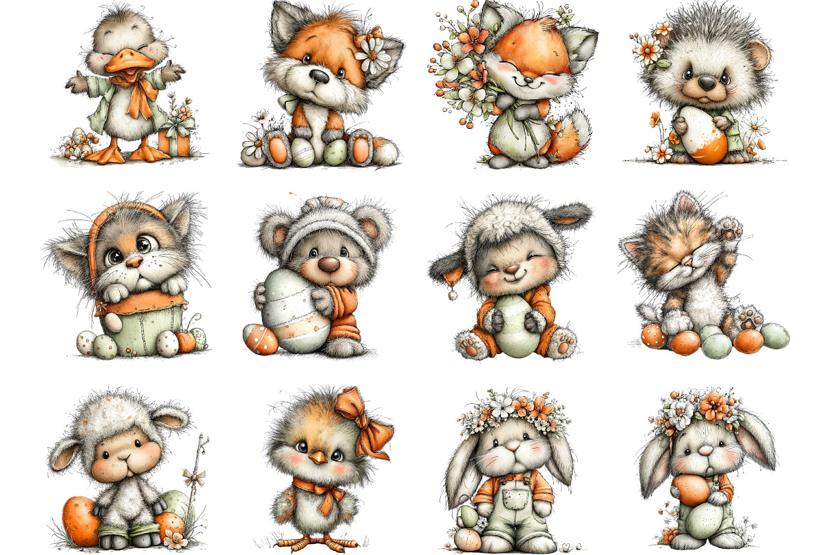 Whimsical Easter Animal Clipart, an Illustration by Designking (Photo 2 of 5)