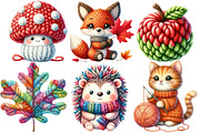 Watercolor Crochet Autumn Clipart, an Illustration by Designworld (Thumbnail 2 of 7)