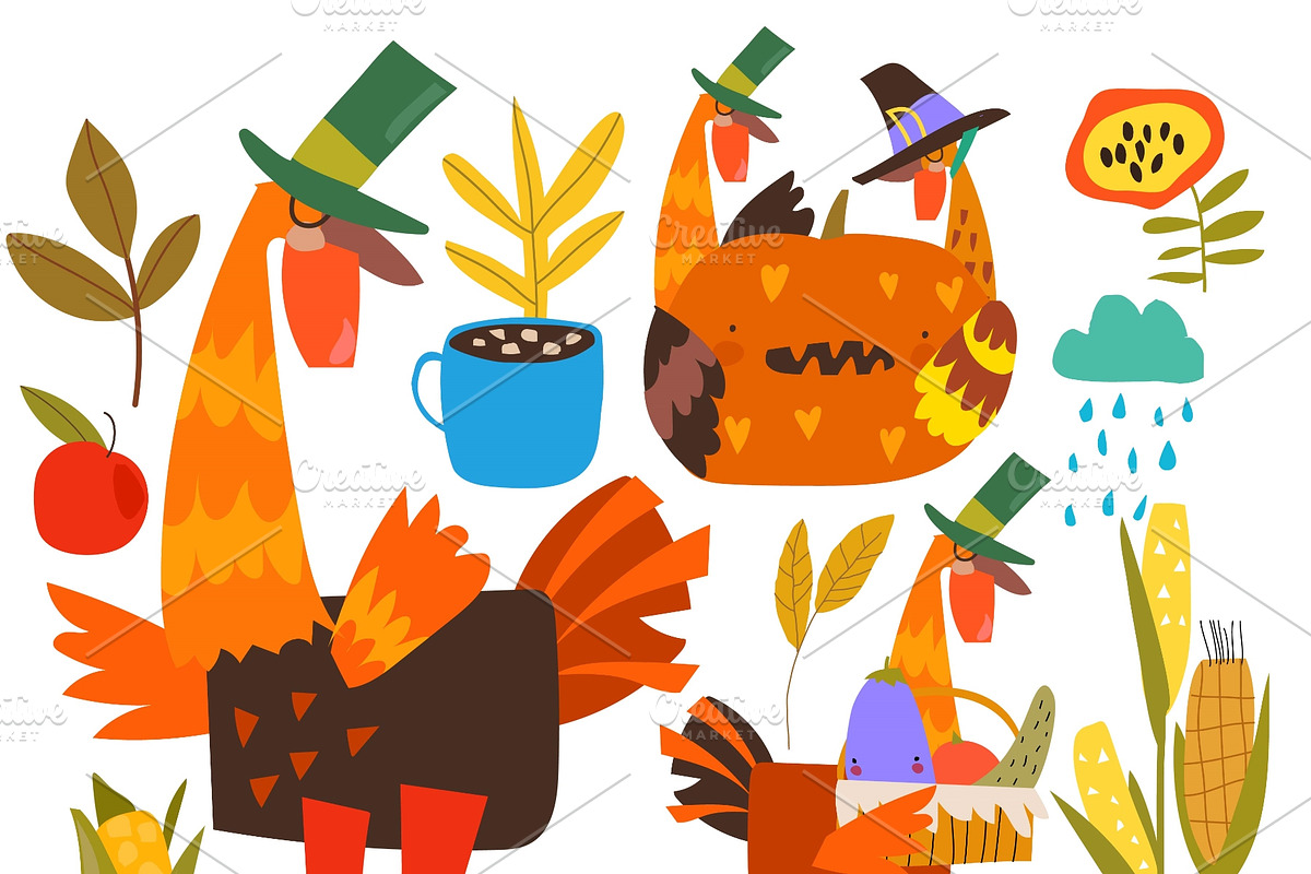 Cute Thanksgiving Set Composed of, an Animal Illustration by Maria Starus (Photo 3 of 3)