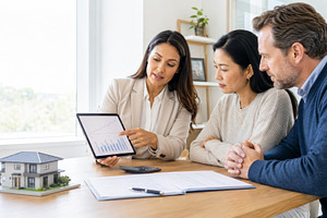 Financial advisors discuss home inve, a Photo by Dvoevnore photos