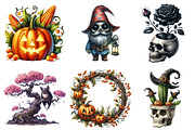 Watercolor Halloween Garden Clipart, an Illustration by SinaCreation (Thumbnail 2 of 5)