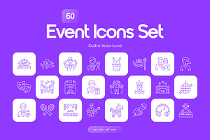 Animated Event Icons Set, an Outline Icon by Prosymbols
