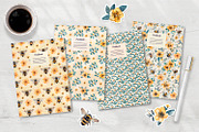 Bees and flowers watercolor clipart, a Seasonal Illustration by Anna Druzhkova (Thumbnail 14 of 17)