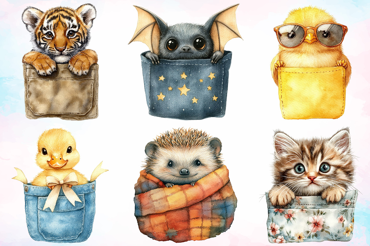 Watercolor Peeking Cute Animals PNG, an Animal Illustration by Canvas Craft (Photo 2 of 3)