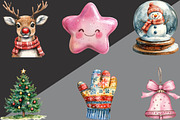 Watercolor Cute Christmas Clipart, an Illustration by Black Bird Studio (Thumbnail 3 of 6)