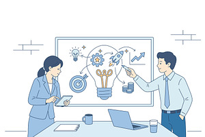 Successful business presentation and, a Person Illustration by Artsaba Family