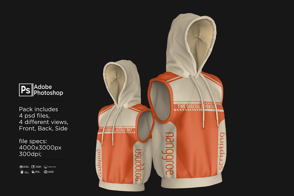 Hoodie Jacket Tank To Mockup, a Shirt Mockup by Nanggroe Scripting (Photo 5 of 9)