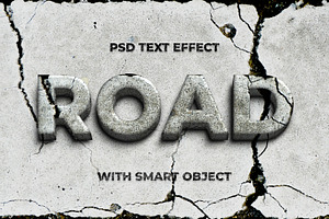 cracked asphalt road text effect