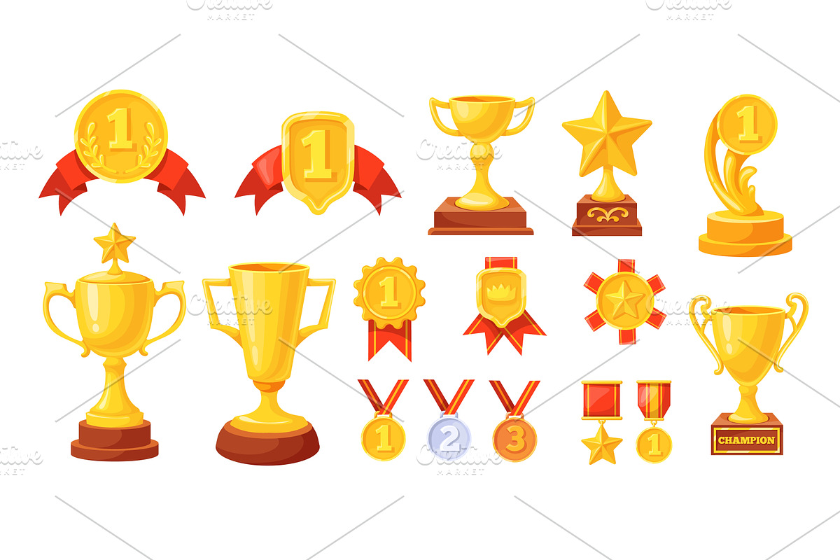 Cartoon trophy cup awards. Gold, an Illustration by Stock-Smart-Start
