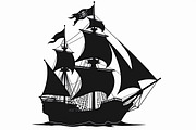 Vintage Sailing Ship Vector Pack, an Illustration by Creativeshirt (Thumbnail 7 of 9)