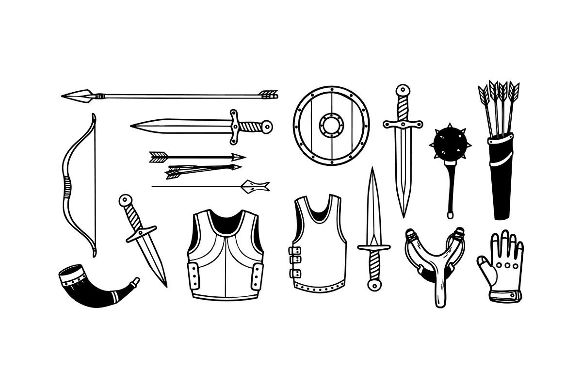 Medieval Weapon And Armor Clipart, an Illustration by designvectx (Photo 2 of 3)