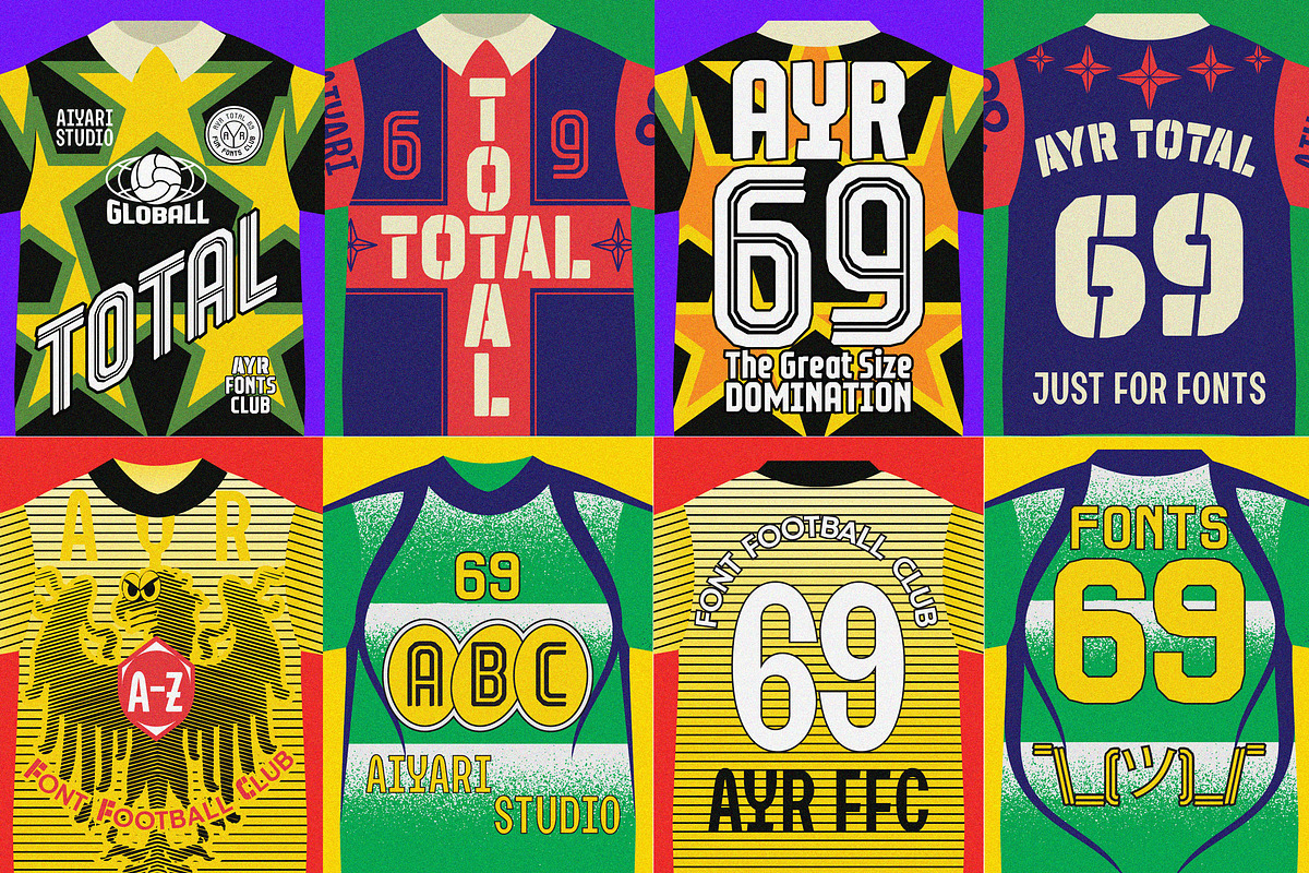 Total 69 — Football Font Collection, a Sans Serif Font by Aiyari (Photo 15 of 20)