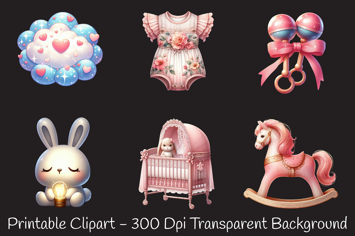 Pink Baby Girl Nursery ClipArt's, an Illustration by RobertsArt (Photo 4 of 7)