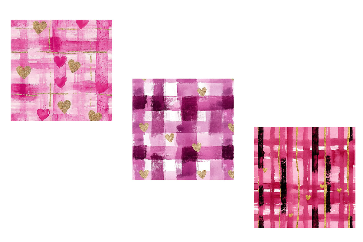 Valentines Brushstroke Digital paper, an Illustration by Designworld (Photo 3 of 5)