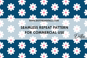Daisies on Navy Repeat Pattern PNG, a Pattern Graphic by Dottie Digitals