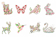 Spring Floral Animals PNG Clipart., an Animal Illustration by KennedyStudio (Thumbnail 2 of 5)