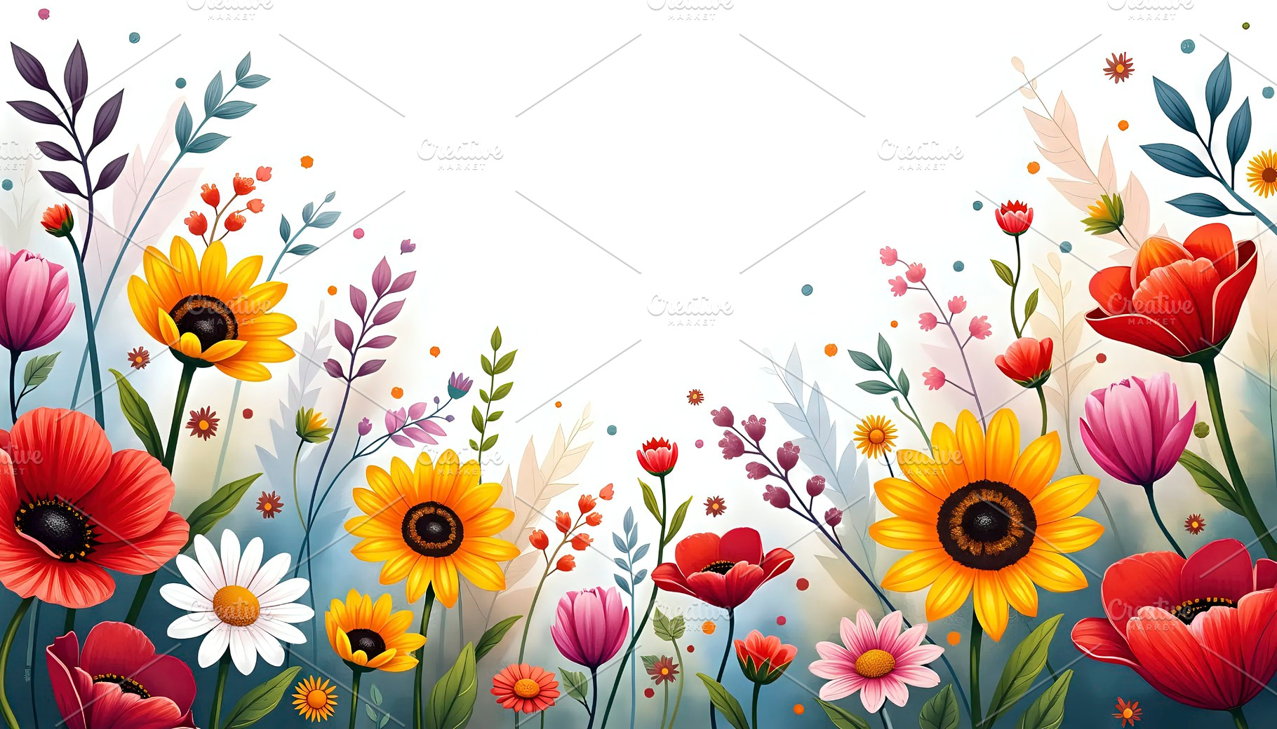 Vibrant Wildflower Background with A, a Photo by LOGOCREATIVE