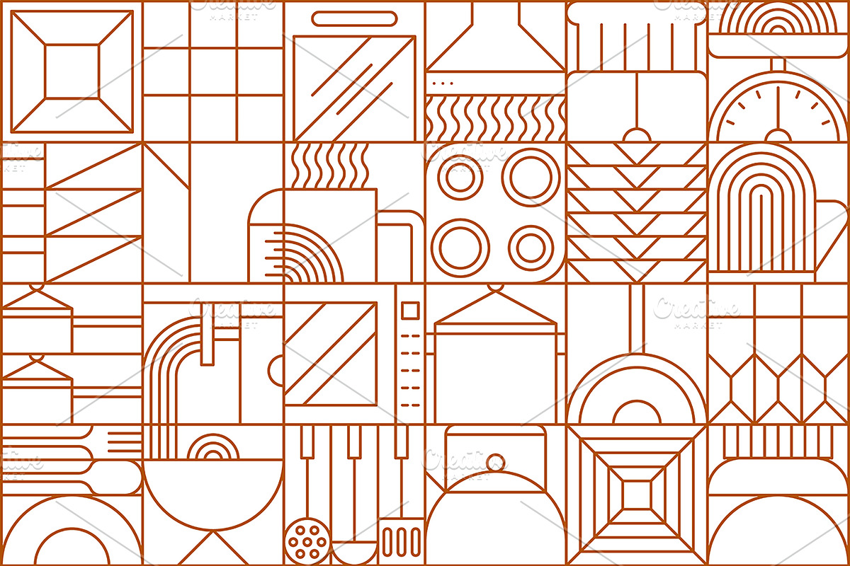 Geometric kitchen utensil pattern, a Technology Illustration by Vector Tradition (Photo 3 of 3)