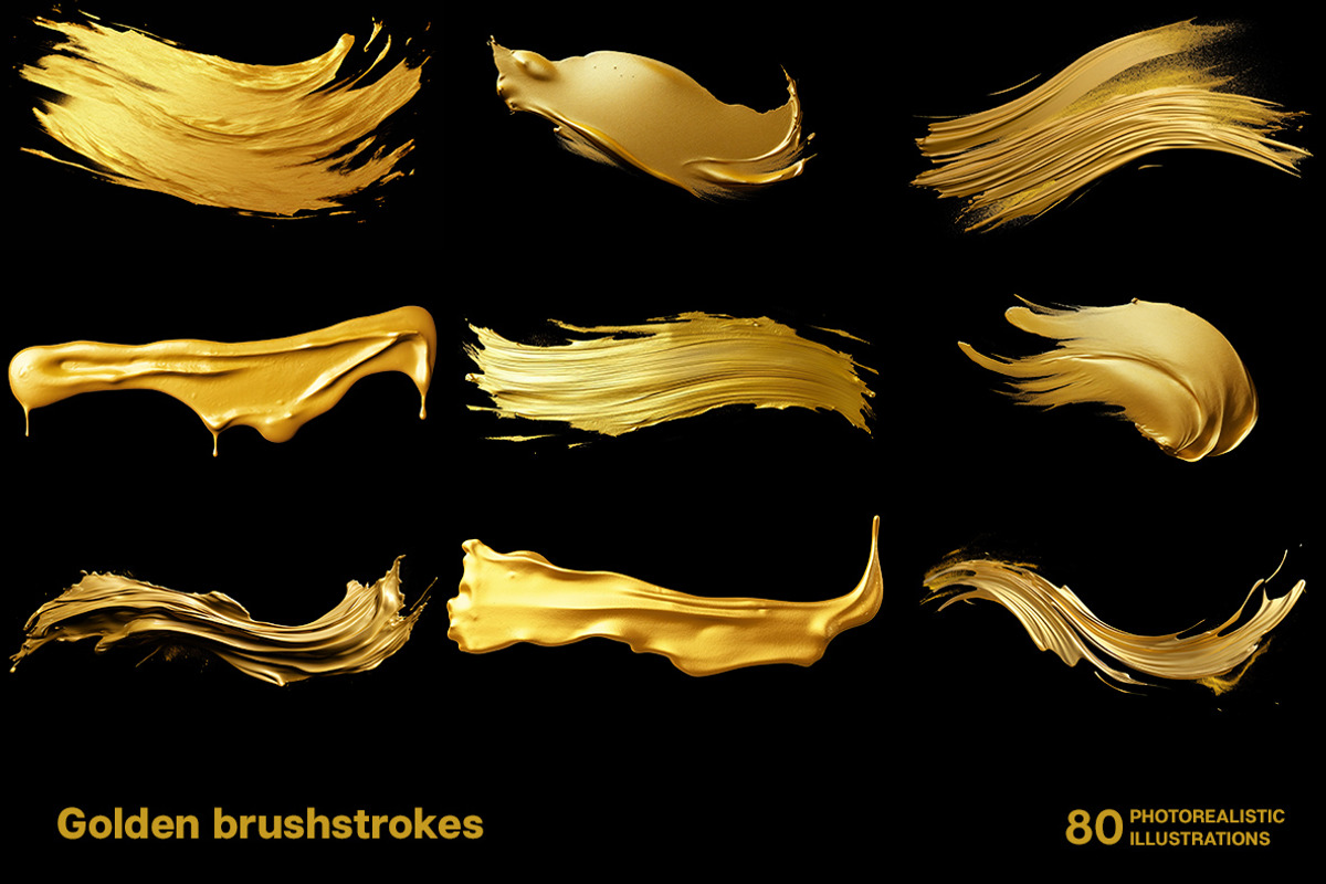 Golden brush strokes. 80 images, a Decorative Illustration by Handmadefont (Photo 6 of 11)