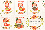 Happy Foxes Watercolor Collection, an Animal Illustration by TanataDesign (Thumbnail 2 of 7)