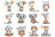 Valentine Patchwork Animal Clipart, a Graphic by CitraGraphics (Thumbnail 2 of 4)