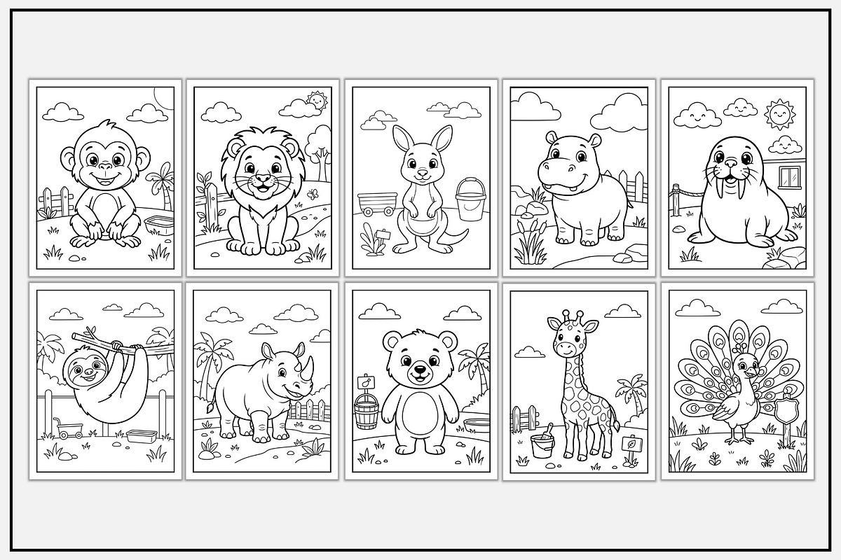 Zoo Animals Coloring Pages for Kids, an Animal Illustration by Lamia Emad (Photo 2 of 5)
