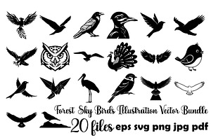 Forest Sky Birds Illustration Vector, an Animal Illustration by Designer_Momina