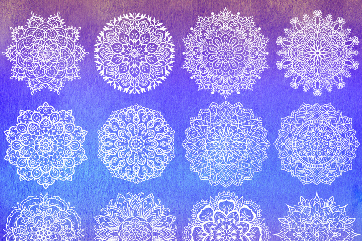 20 Floral hand drawn mandalas, a Pattern Graphic by KatPush (Photo 6 of 6)