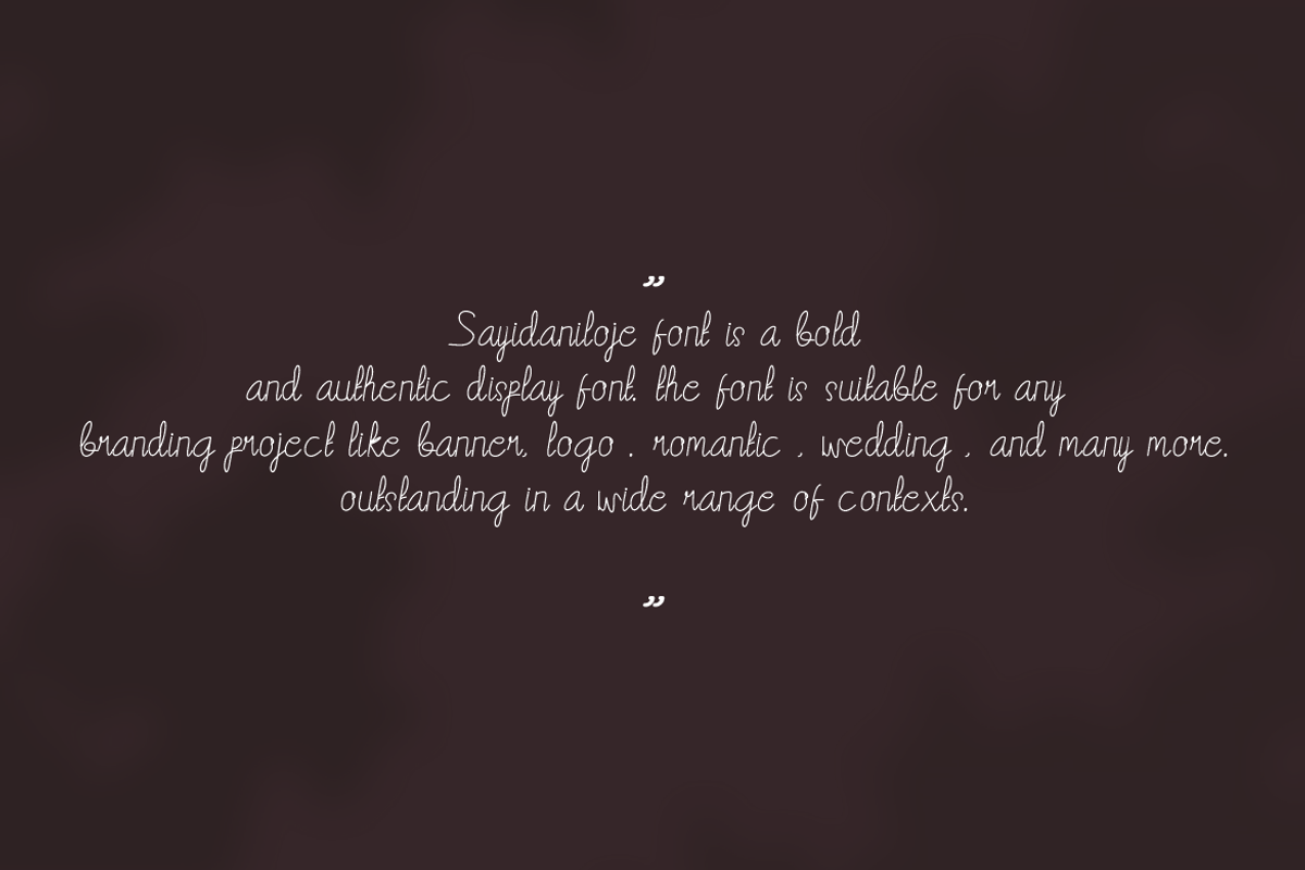 Sayidaniloje, a Handwritten Font by QR Design Studio (Photo 5 of 8)