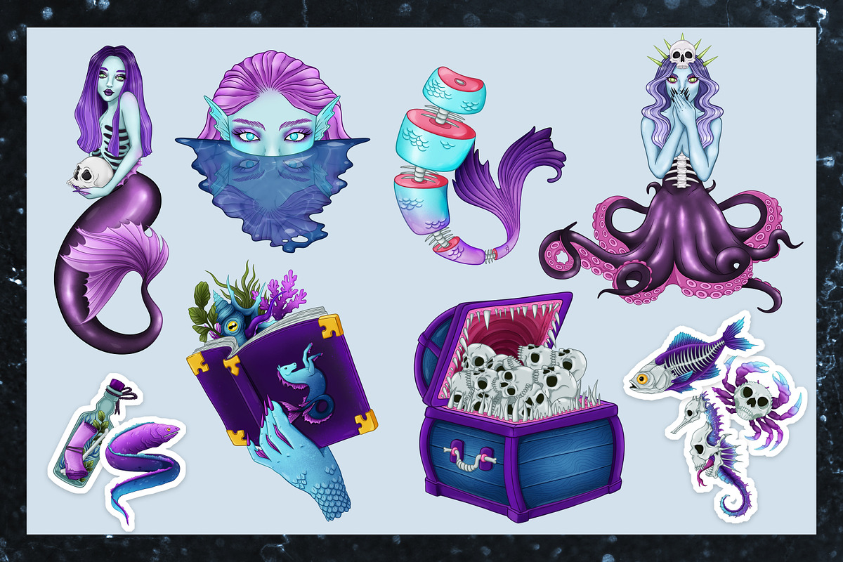 DARK MERMAID WORLD collection, a Seasonal Illustration by SecondOfJuly (Photo 3 of 5)