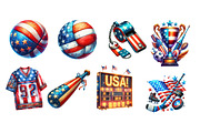 Patriotic Sports Elements Clipart, an Illustration by Dream Creation (Thumbnail 4 of 4)