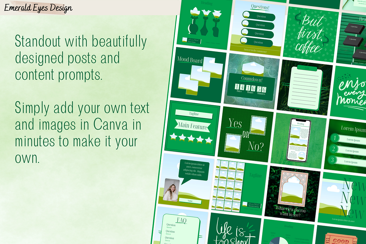 455 Canva Green Instagram Template, a Social Media Template by Emerald Eyes Design (Photo 9 of 12)