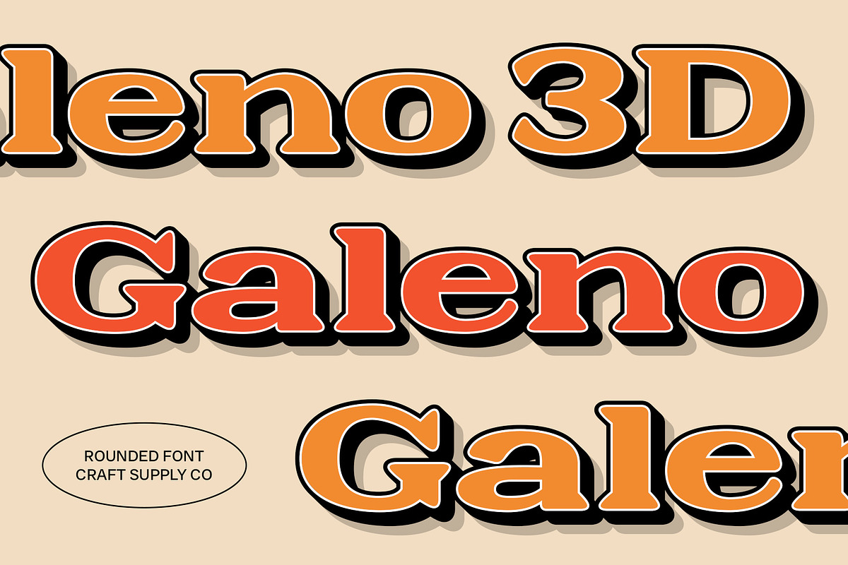 Galeno Rounded 3D, a Serif Font by Craft Supply Co. (Photo 1 of 7)