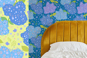 Hydrangeas floral vector pattern, a Pattern Graphic by Carpet Tapete Pretzel (Thumbnail 6 of 14)