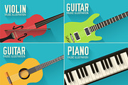 Music flat instruments illustrations, an Illustration by LineTale (Thumbnail 2 of 5)