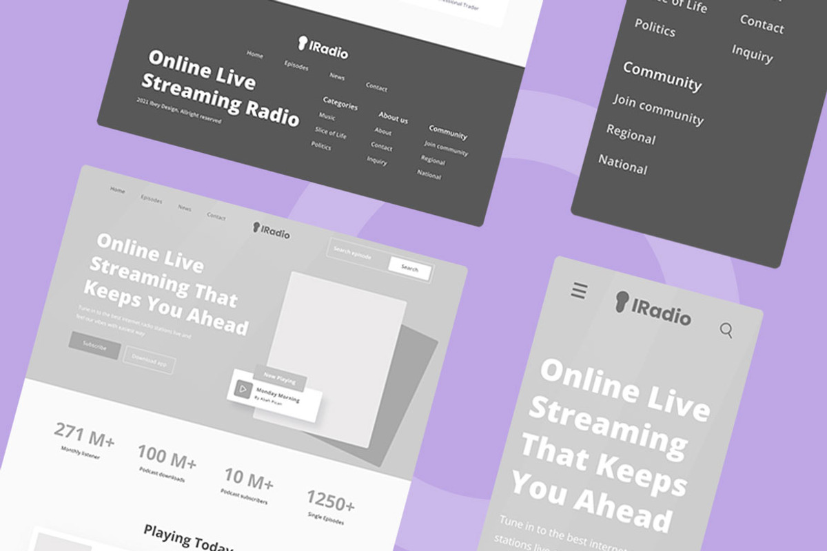 Radio Station Wireframe Website, a Wireframe Template by INSPR STD (Photo 3 of 6)