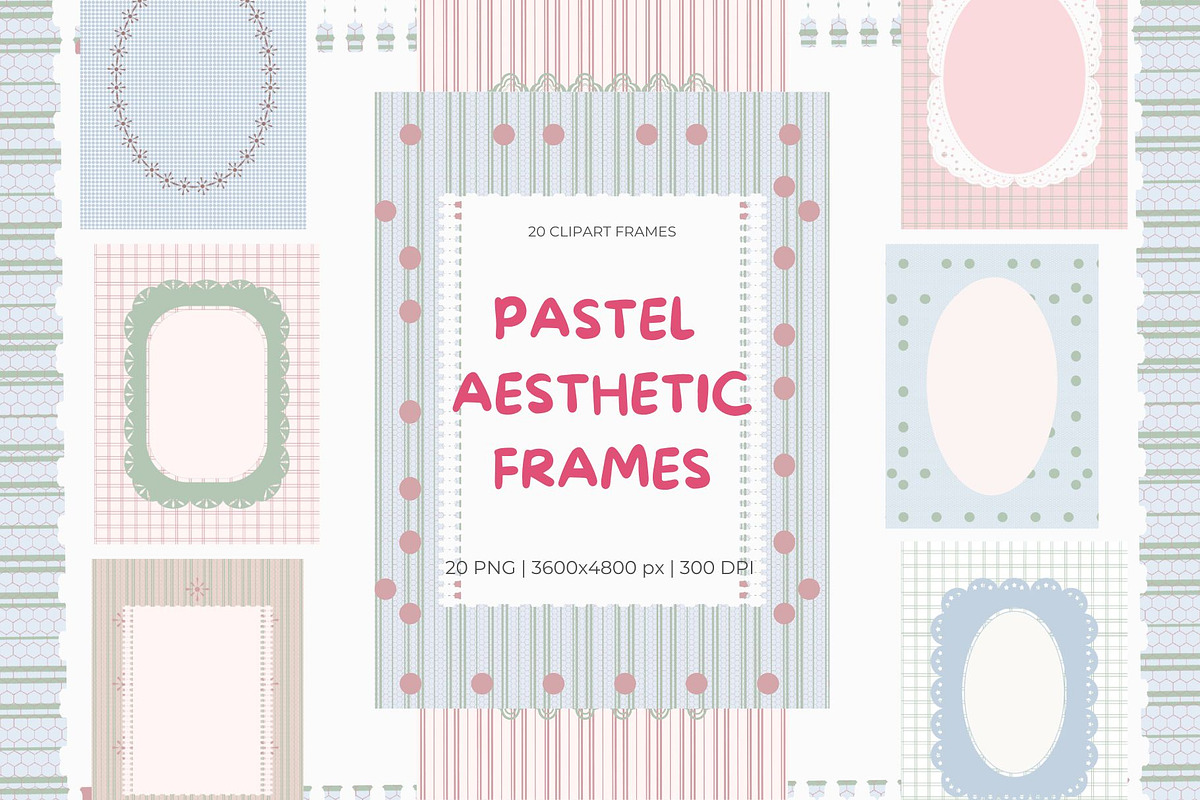 Pastel Aesthetic FRAMES PNG, a Background Graphic by NatalieArtsDenysenko (Photo 1 of 7)