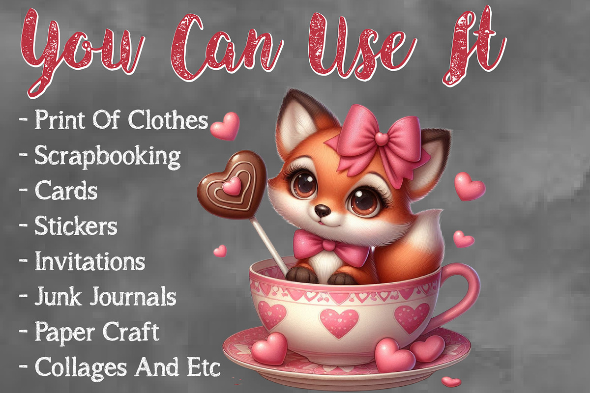 Valentine Cute Fox Clipart Bundle, a Seasonal Illustration by Craft Nest (Photo 5 of 5)