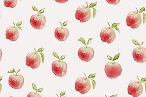 Seamless pattern, red watercolor apple pattern creating a health, a Pattern Graphic by Studio ANNA