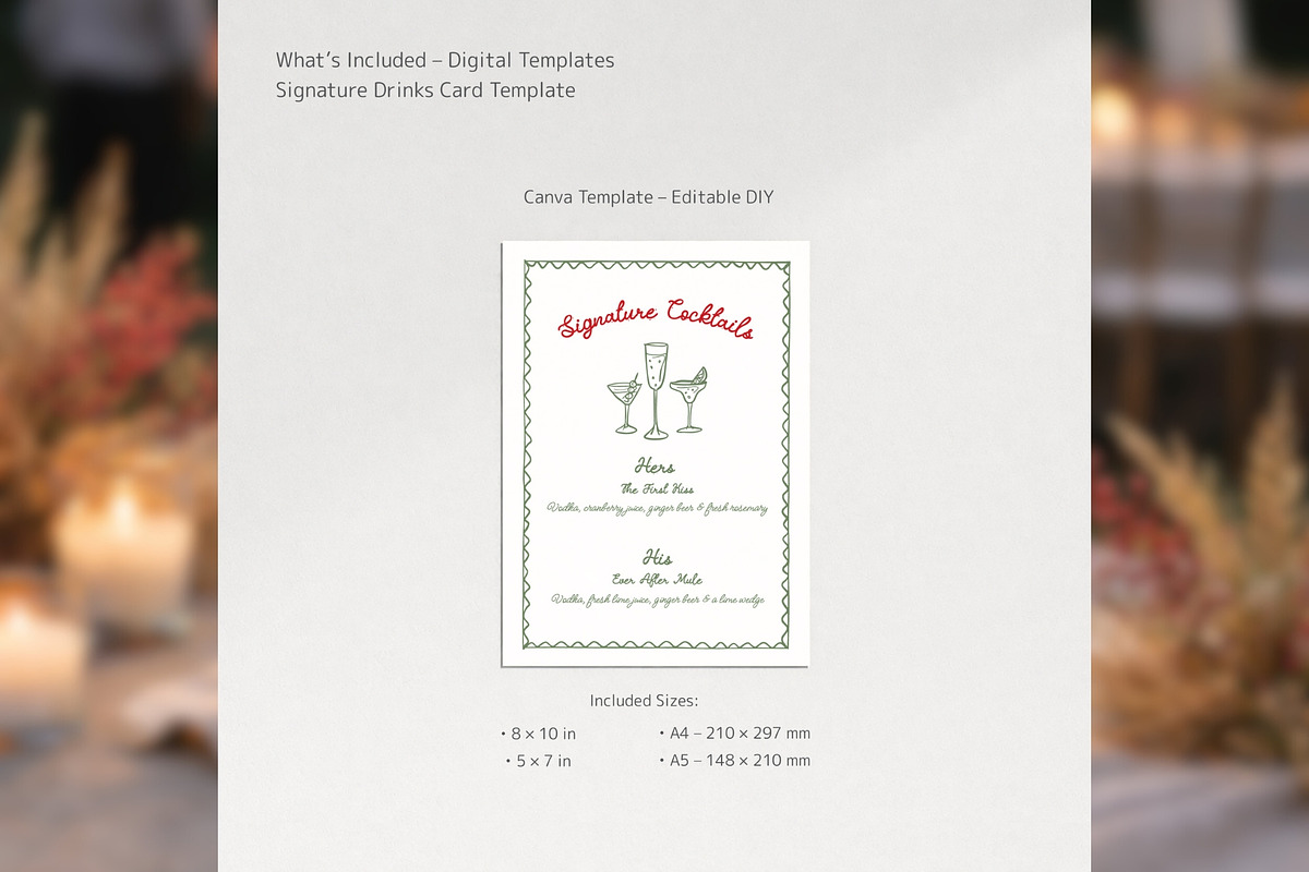Wedding Signature Drinks Canva bd003, a Card Template by TyphoonStudio (Photo 2 of 8)