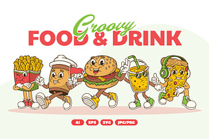 Groovy Food Mascot Illustration, a Food Illustration by Decoconio Design