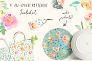 Peonia Watercolor Design Set, an Illustration by Angie Makes (Thumbnail 3 of 9)