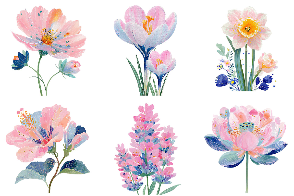 Whimsical Flowers Spring Clipart, an Illustration by DreamArtGraphic (Photo 4 of 4)
