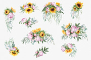 Watercolor Sunflowers and Peonies, a Decorative Illustration by ReachDreams (Thumbnail 4 of 10)