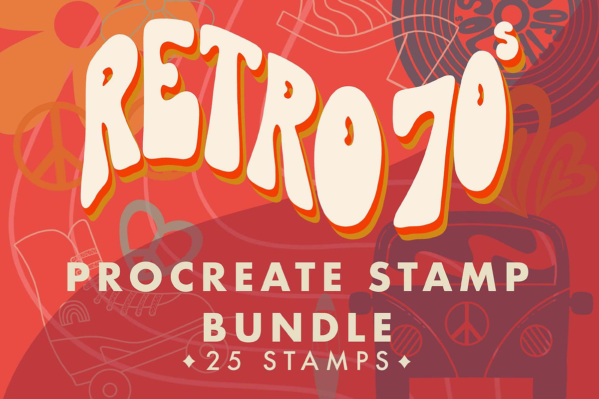 Groovy 70s Retro Procreate Stamps