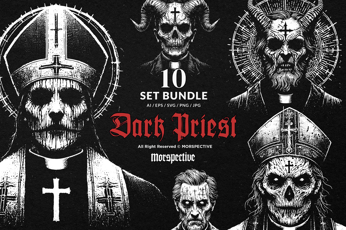 10 Bundle Dark Art Priest Devil, an Illustration by Morspective (Photo 1 of 7)