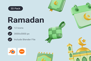 Ramadan and Eid Mubarak 3D Icon Pack, an Object 3D Model by Lumina_ui_ux202