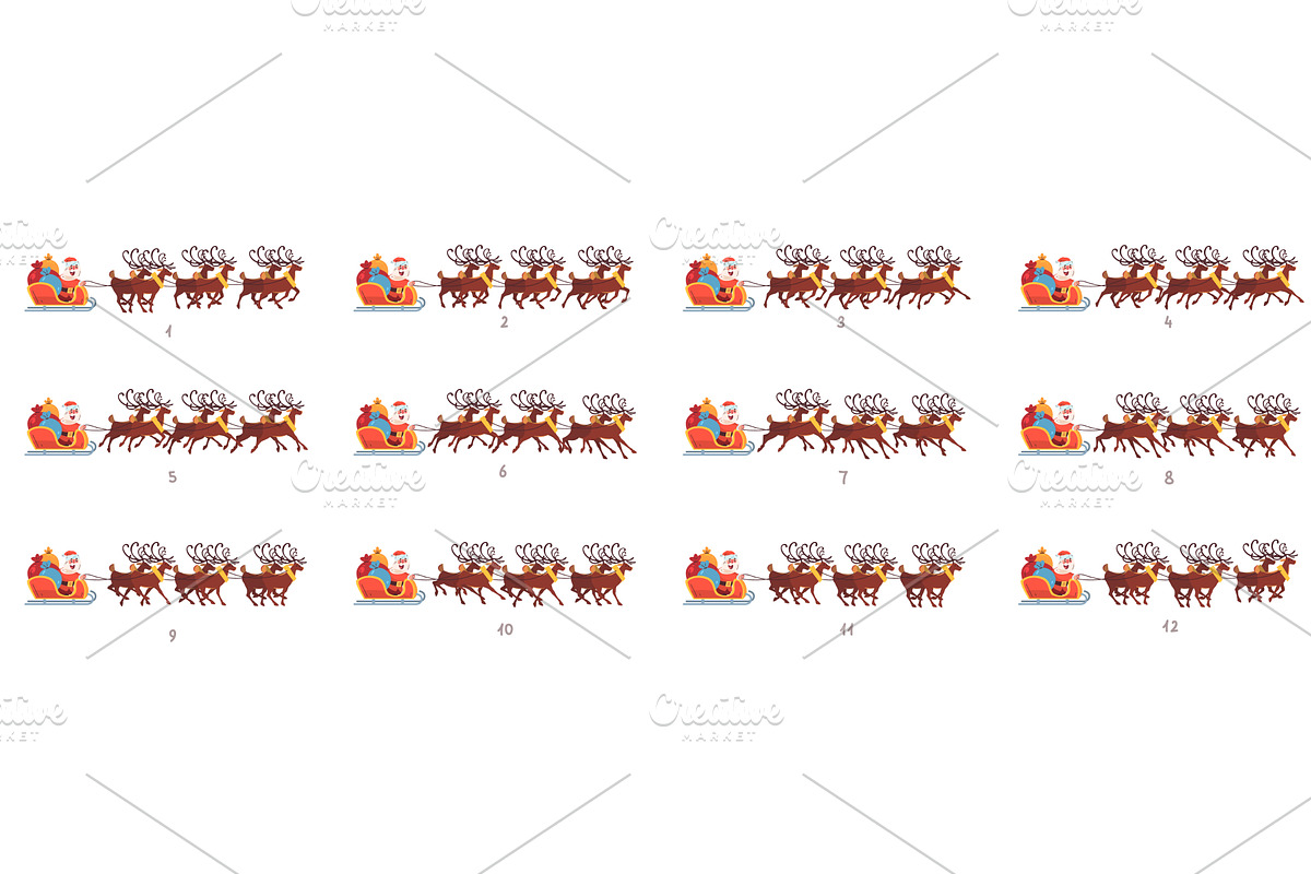 Santa sleigh animation. Claus on, an Object Illustration by Stock-Smart-Start