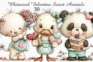 Whimsical Valentine Sweet Animals, an Illustration by Craft Nest