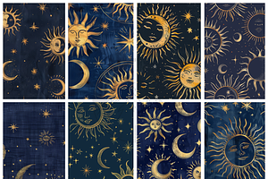 Celestial Sun Moon Star Pattern